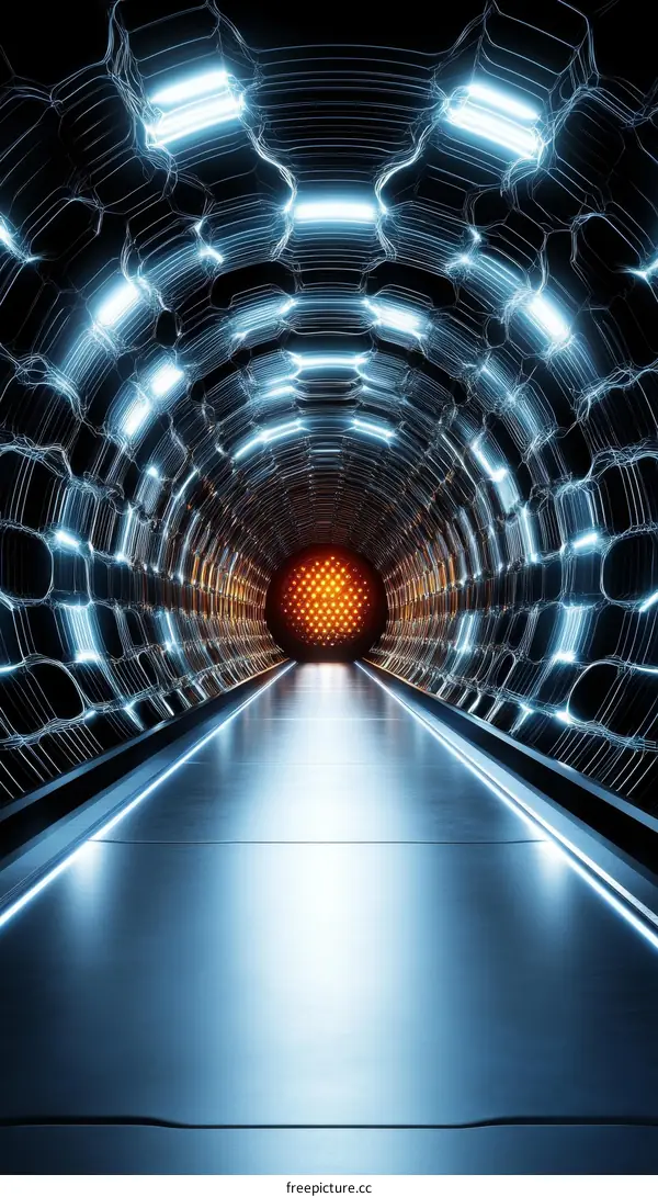 Futuristic Tunnel with Neon Lighting