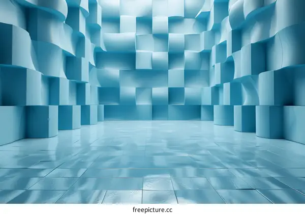Abstract Light Blue Geometric Interior