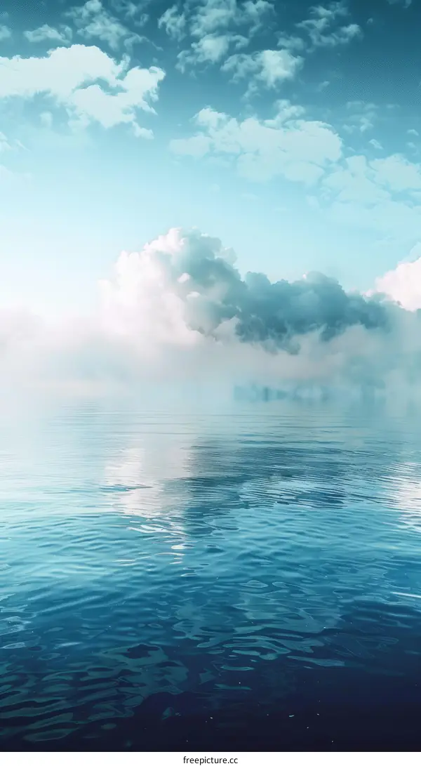 Tranquil Seascape with Fluffy Clouds