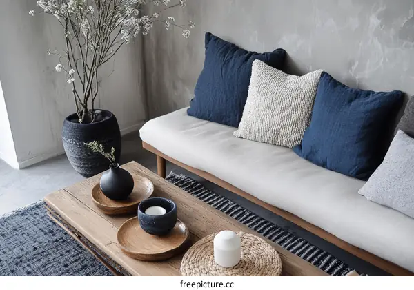 Modern Minimalist Living Room Decor with Cozy Textiles