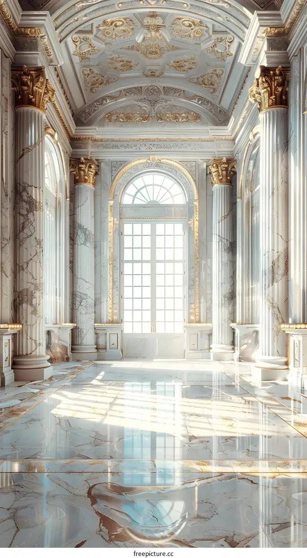 Marvelous Hallway Decorated with Marble and Frescoes