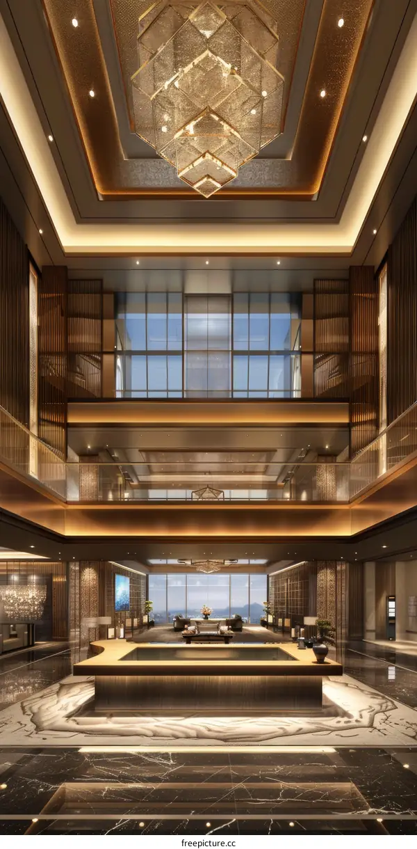 Luxury Hotel Lobby Interior Design Illustration