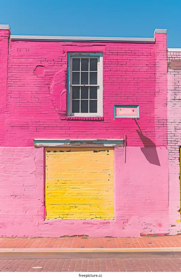 Pink and Yellow Brick Building with Window