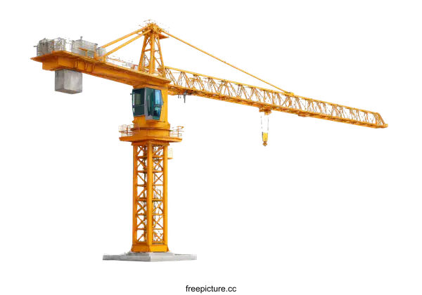[Transparent Background PNG]Large Yellow Construction Crane Isolated on White
