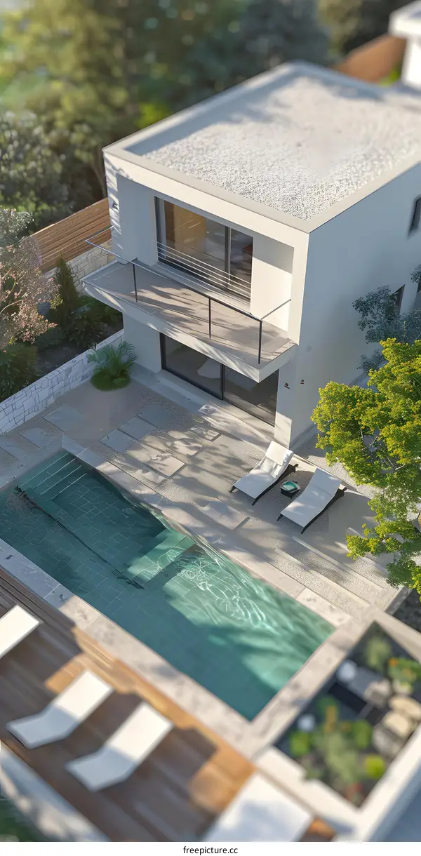 A modern house with a swimming pool