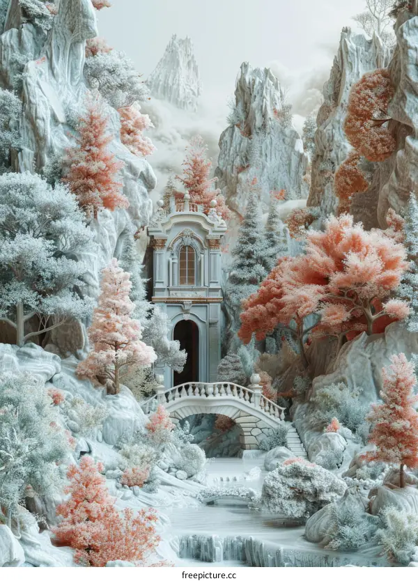 Mystical Snowy Mountain Temple