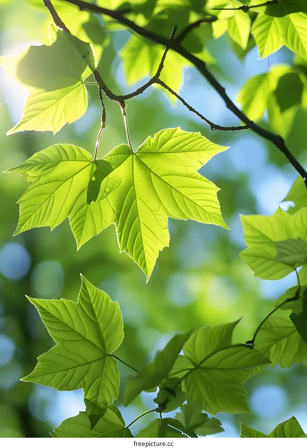 Green leaves of a maple tree in spring