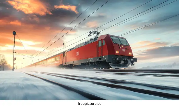 Winter Sunrise Train Journey