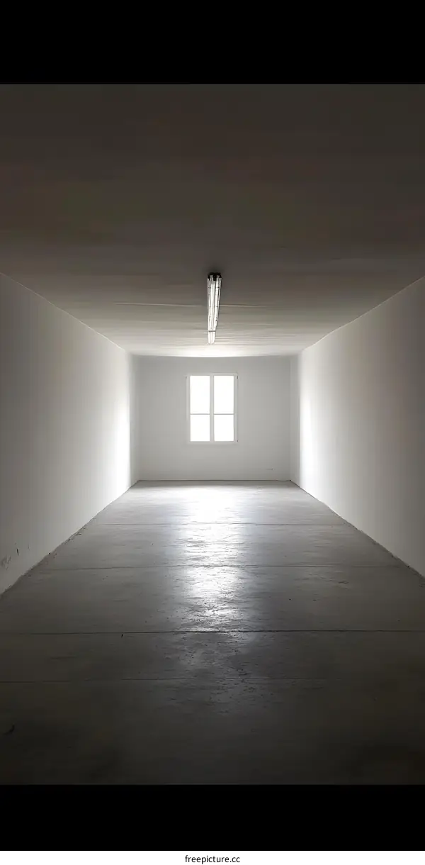 Empty Room with a Window and Ceiling Light