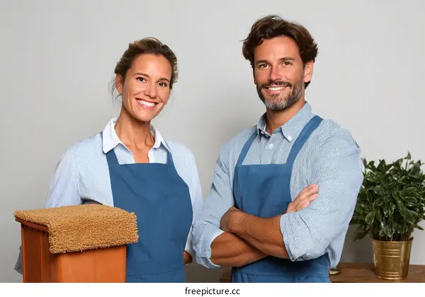 Two Caucasian Staff Members Smiling Portrait