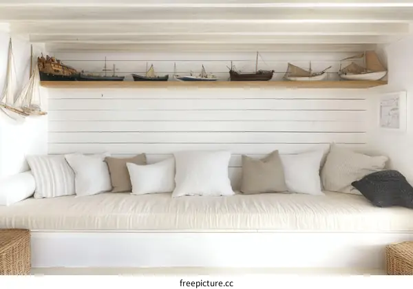 Coastal Style Seating Area with Ship Models