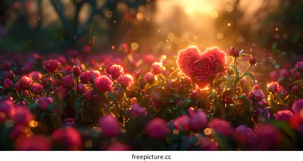 Roses blooming in the sunset