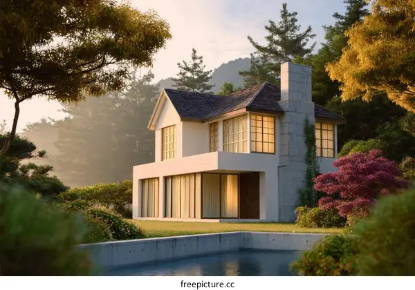 Modern House with Garden and Pool in a Natural Setting