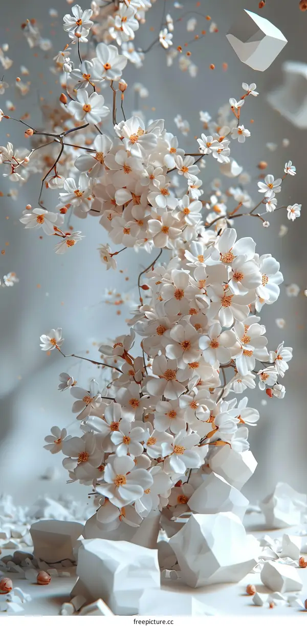 Abstract Floral Composition with White Flowers