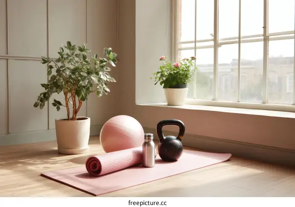 Home Gym Workout Equipment and Plants