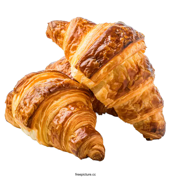 [Transparent Background PNG]Freshly Baked Croissants Isolated On White Background