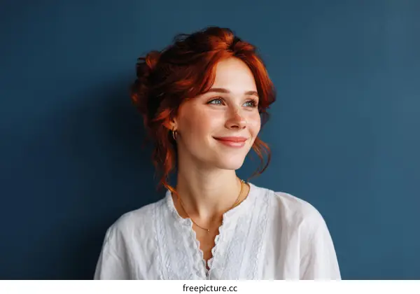 Portrait of a Smiling Woman with Red Hair