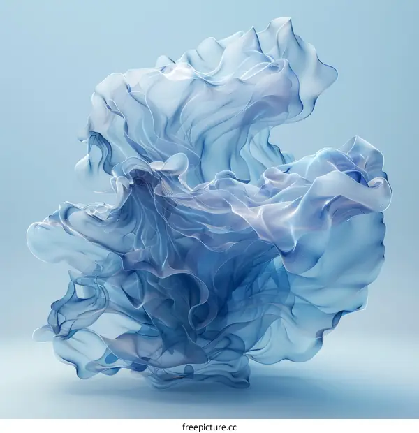 Abstract Blue Fabric Flowing in 3D