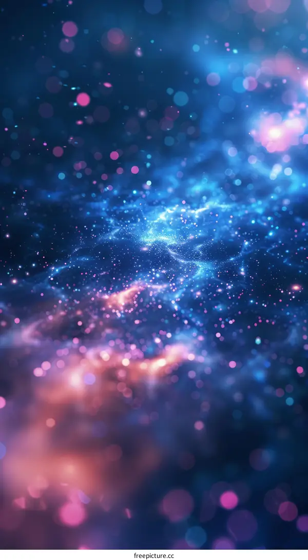 Glowing Nebula: Abstract Space Art with Blue and Pink Particles
