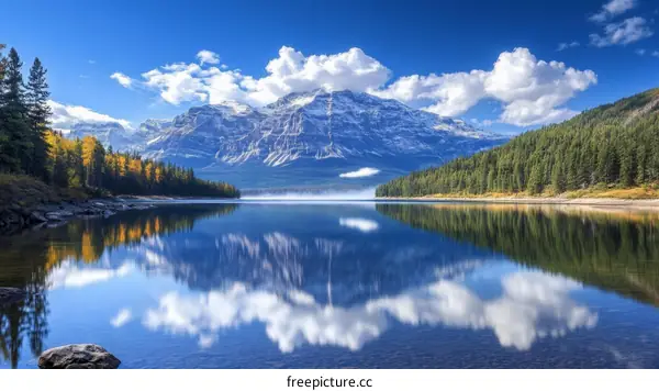 Serene Mountain Lake Scenery in Autumn