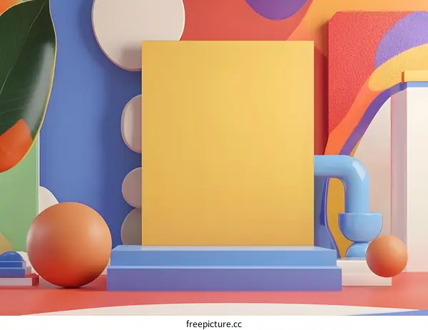 Abstract 3D Background with Colorful Shapes