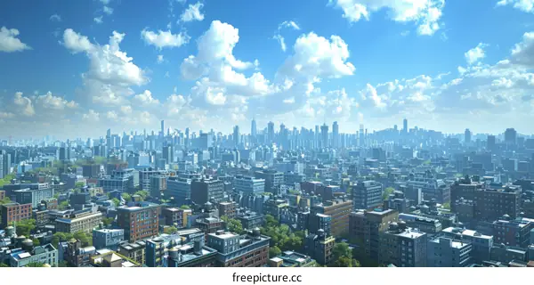 Cityscape View of Skyscrapers and Buildings