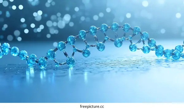 3D Illustration of DNA Structure with Light Blue Color