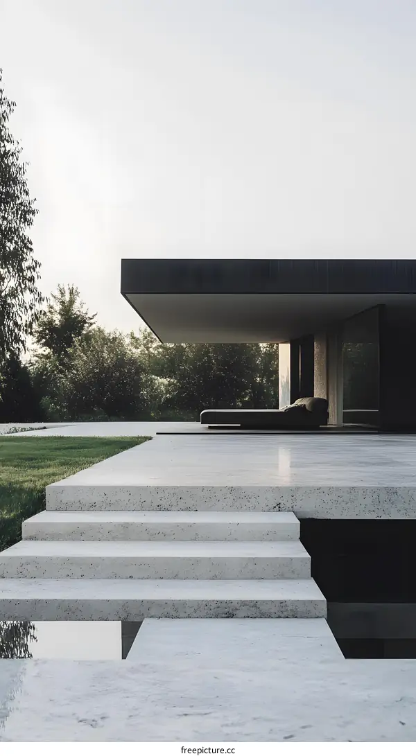 Minimalist Concrete House with Steps and Patio