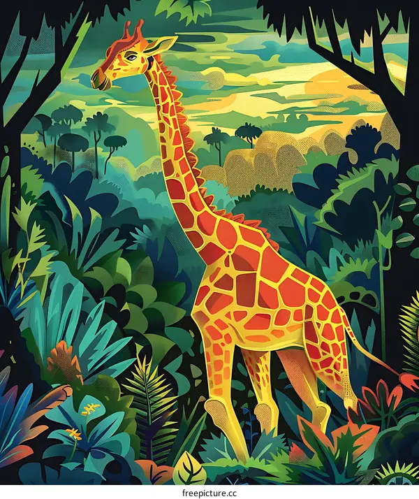 Giraffe In The Jungle