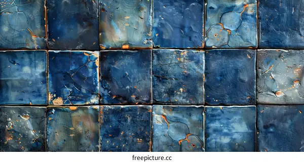 Blue and White Ceramic Tiles in Abstract Patterns