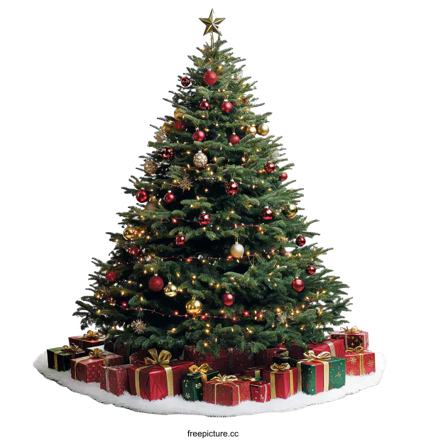 [Transparent Background PNG]Christmas Tree with Presents Decorated
