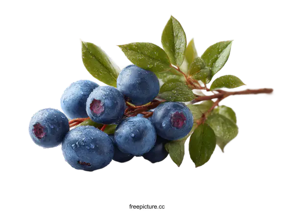 [Transparent Background PNG]Closeup of Fresh Blueberries with Dew Drops
