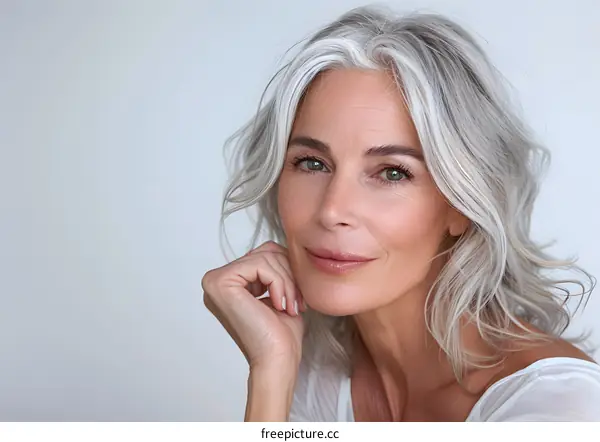 portrait of a beautiful woman with gray hair