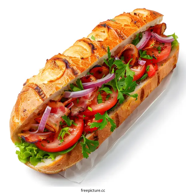 Fresh sandwich with bacon, tomato and lettuce