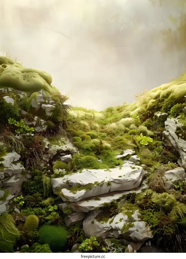 Green Mossy Rocks and Stone Background