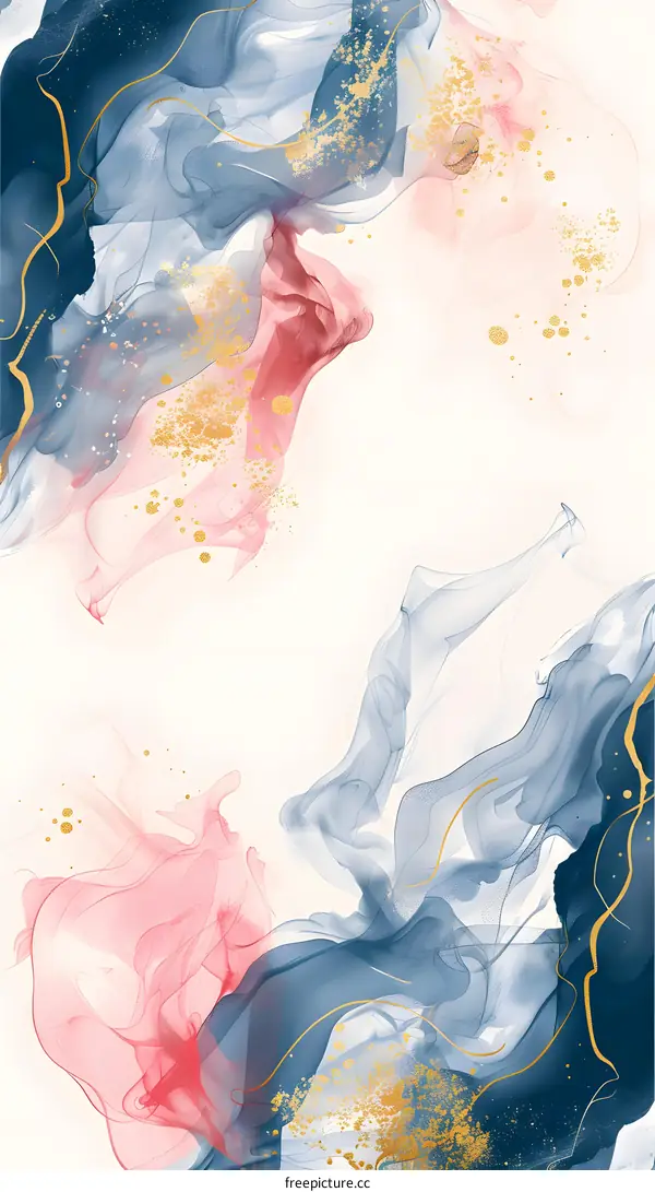 Abstract Art Background with Pink Blue and Gold