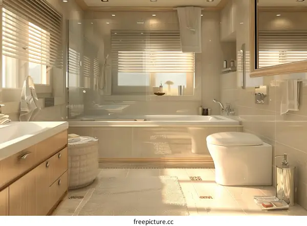 Modern Beige Bathroom Interior Design Illustration