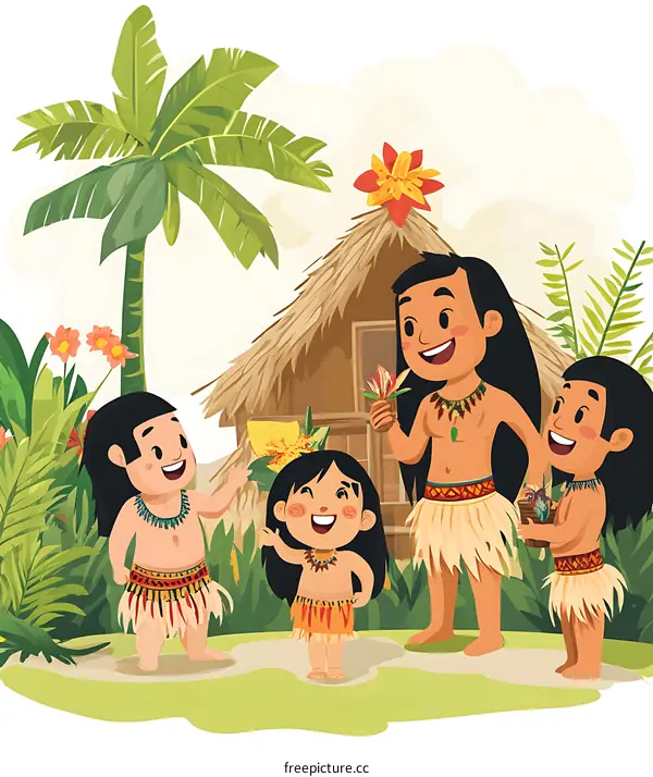 Happy Family Living in the Jungle