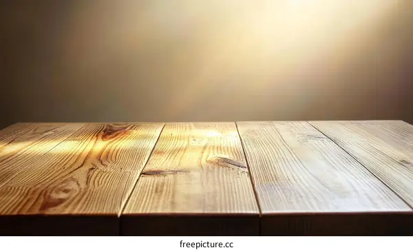 Wooden Table Top with Soft Lighting