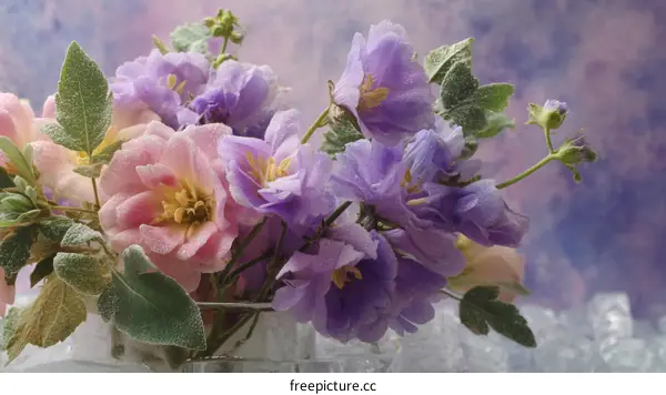 Beautiful Frozen Flowers Bouquet on Ice