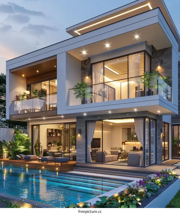 Modern Villa with Pool and Courtyard