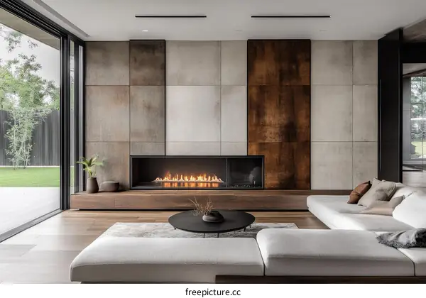 Modern Living Room with Fireplace and Stylish Furniture