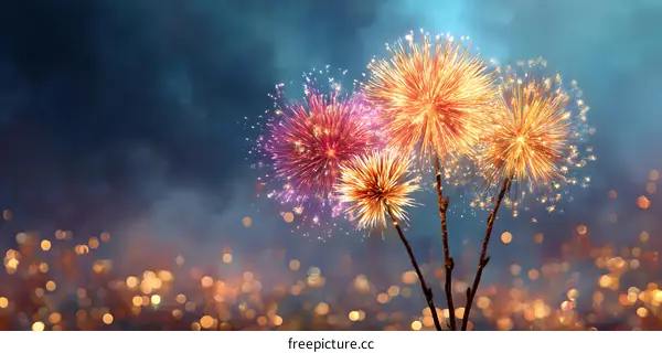 Colorful Fireworks Display at Night