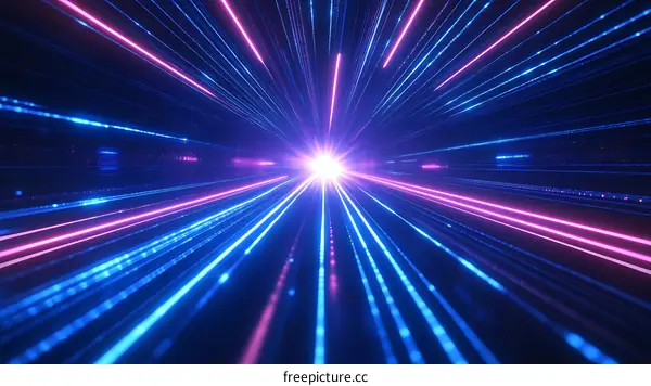 Abstract Futuristic Neon Light Tunnel