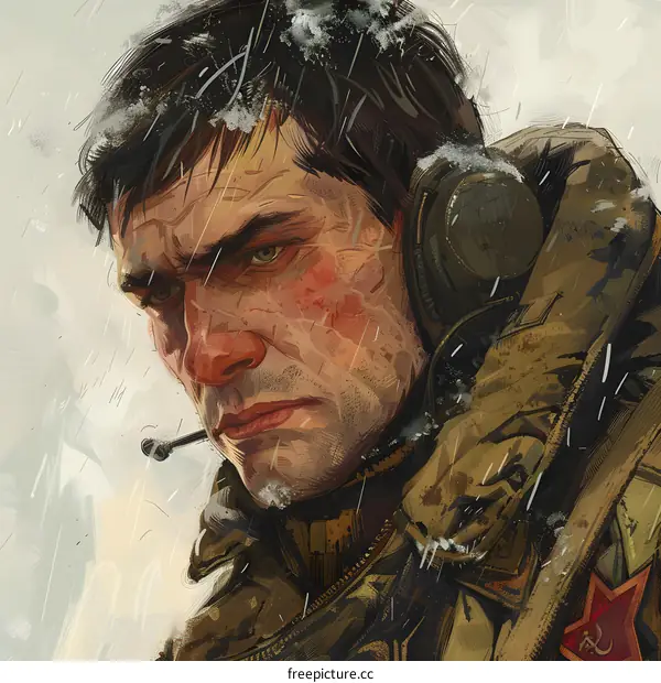 Portrait of a soldier in winter gear