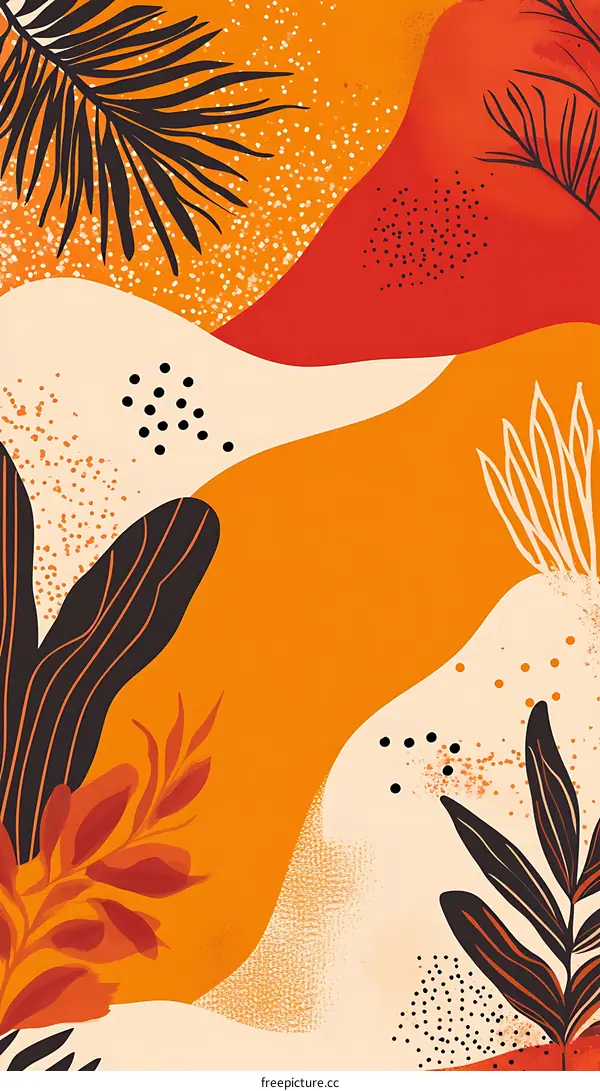 Abstract  Leaves  Orange  Background  With  Orange  Yellow  And  Red  Color