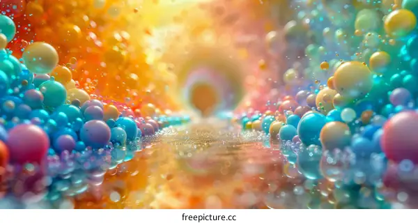 Surreal Colorful Bubbles Floating in Space