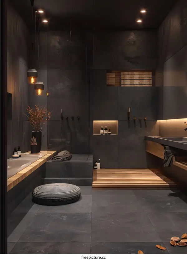 Dark Japanese Style Bathroom