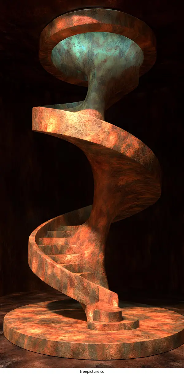 Abstract Rusty Spiral Staircase 3D Render