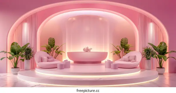 Pink and White Living Room Interior Design